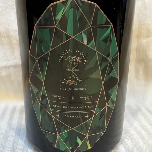 NEW! MAGIC HOUR EMERALD GREEN TEA IN VIOLET GLASS APOTHECARY JAR 60-75 CUPS - Picture 6 of 7